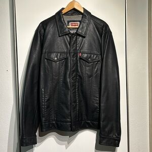 Levi’s black faux leather jacket. Large